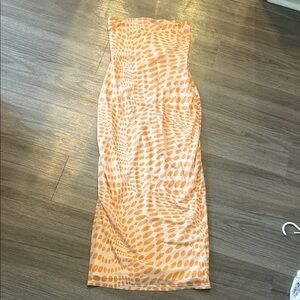 Sabo Skirt Orange and White Midi Dress